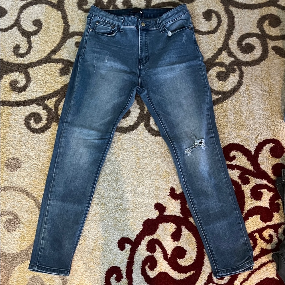 Fashion Nova Blue Distressed Jeans